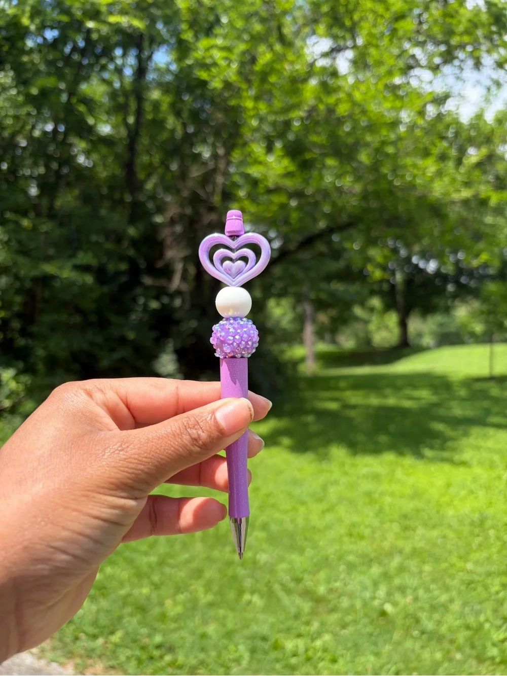 Lavender Heart Beaded Pen